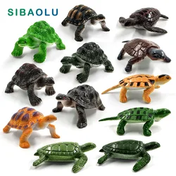 Figura de tortuga marina de 12 piezas, modelo de Animal bonsái, decoración del hogar, accesorios de decoración de jardín de hadas en miniatura, estatua moderna