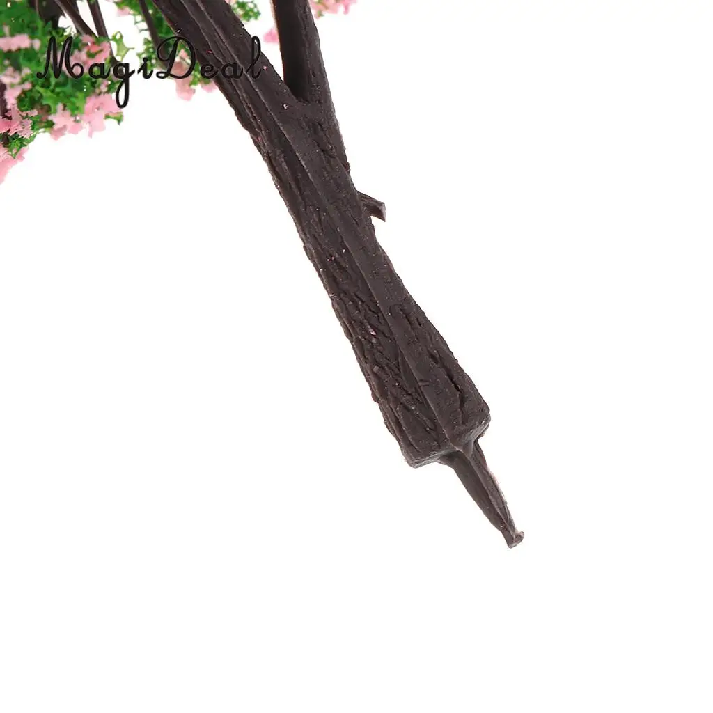 MagiDeal 4Pcs/Lot Scenery Landscape Plastic Model Trees with Pink Flowers for Street Railway Forest Garden House Decor Layout