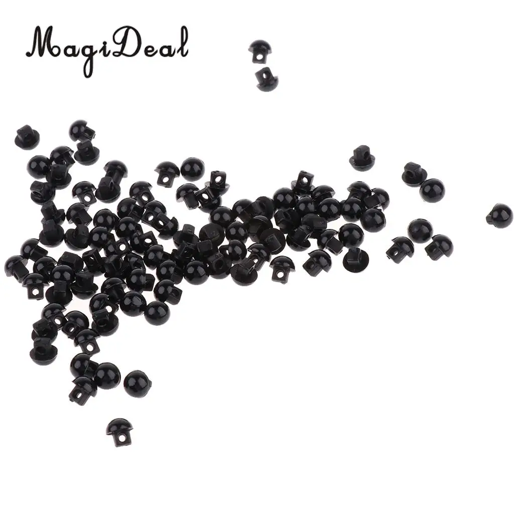 MagiDeal 100Pcs Black Mushroom Sewing Buttons for Clothes Doll Plush Animal Eyes Nose Making Decoration Kids Craft Toy 6mm