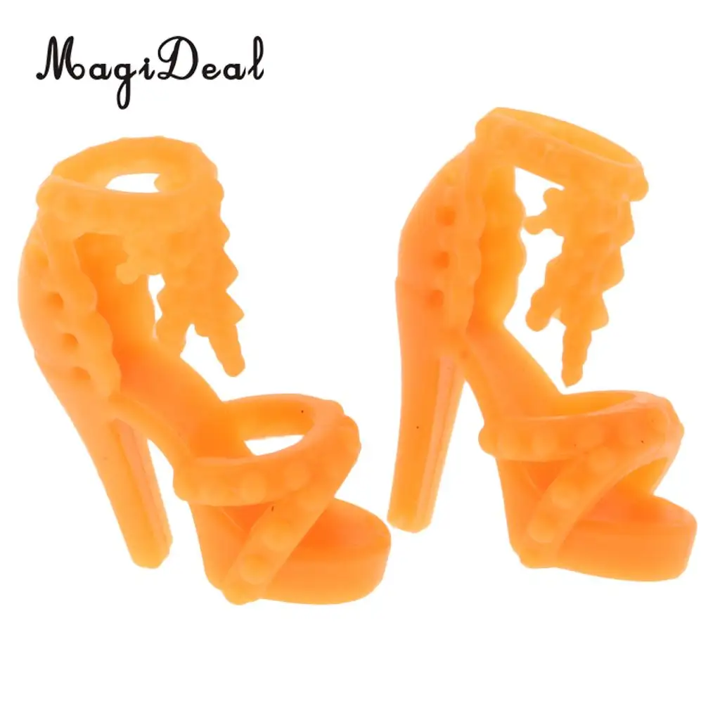MagiDeal Fashion 12Pair/Lot PVC Trendy Multiple Styles High Heel Sandal Boots Shoes for Doll Daily Wear Girls Toy Birthday Gift