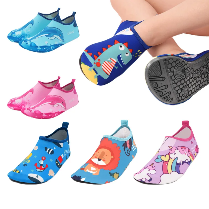 Zapatillas de unicornio para niños, Pantufa Infantil, zapatos de agua para niños, calzado de natación de secado rápido, calcetines acuáticos descalzos para playa, piscina, niños