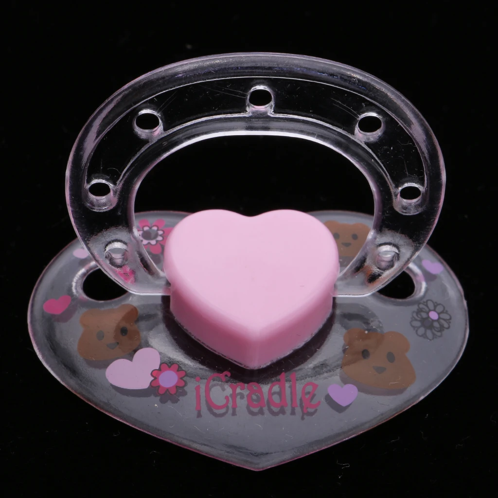 Cute Dummy Cartoon Magnetic Pacifier for Reborn Baby Supplies Pink & Clear