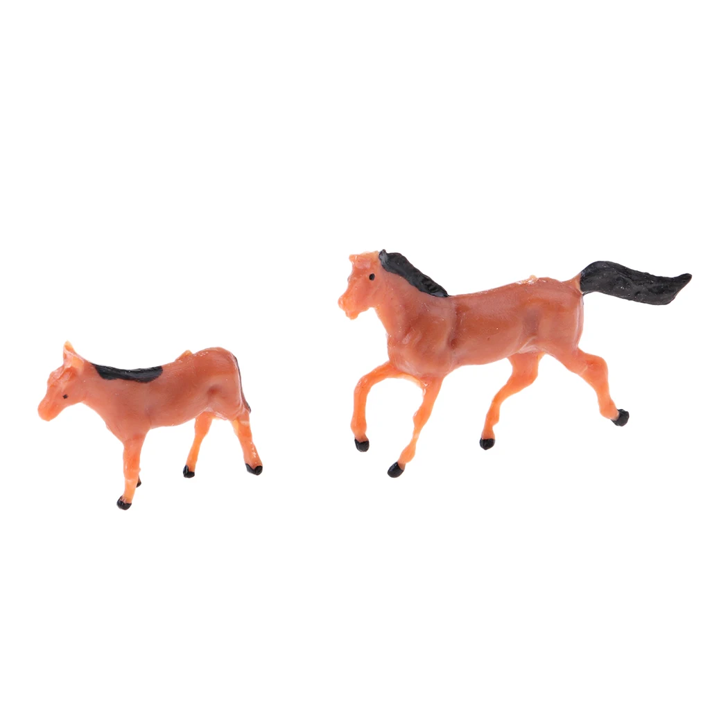 10 Pieces 1/87 hot sales hand Painted Farm Animals Model Horse Train Layout Farm for Miniature Model toy kids