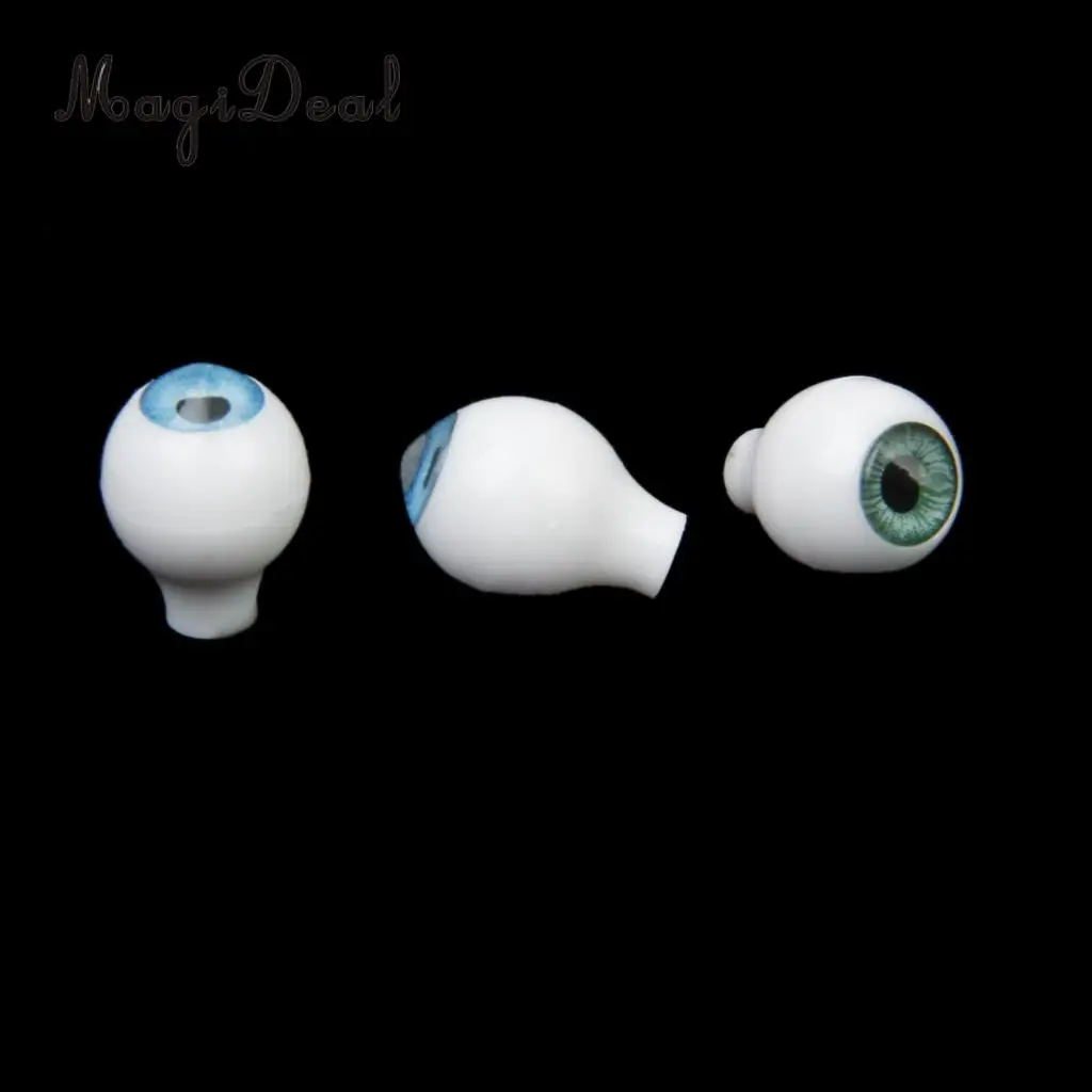 MagiDeal Simulation 4 Pairs Round Acrylic Doll Eyes DIY Eyeballs for Porcelain Dolls Animals Halloween Props Kids Toy 10x7mm
