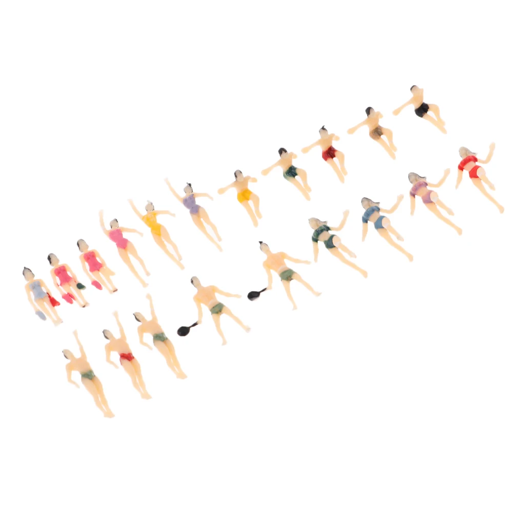 20 Pieces N Scale 1:150 Painted Model Figures People Swimmer