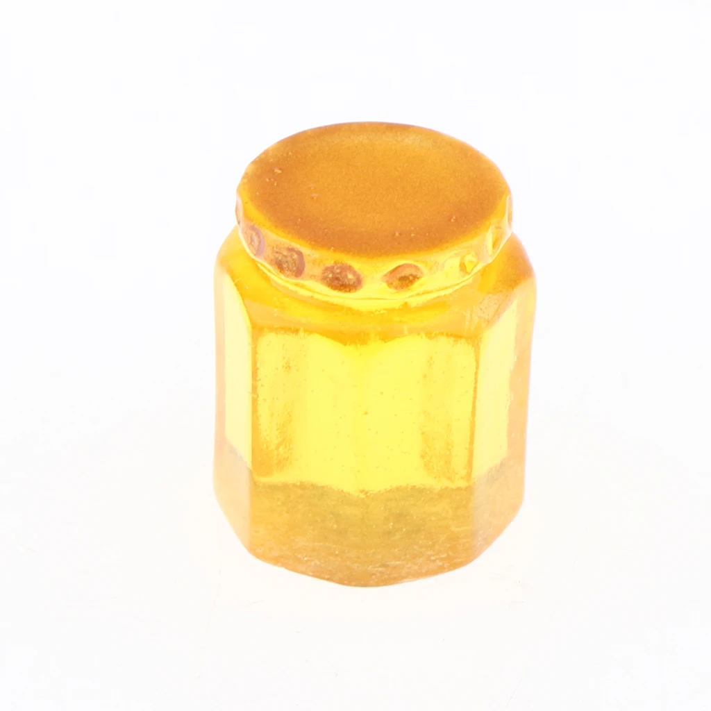 10 Pieces 1/12 Dollhouse Miniature Canned Food Honey Jars Jam Jar Kitchen Decorations Groceries Accessories, Yellow / Red
