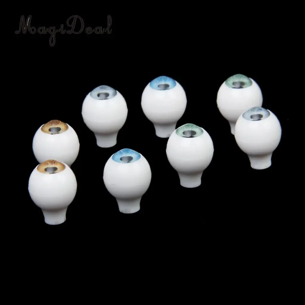MagiDeal Simulation 4 Pairs Round Acrylic Doll Eyes DIY Eyeballs for Porcelain Dolls Animals Halloween Props Kids Toy 10x7mm