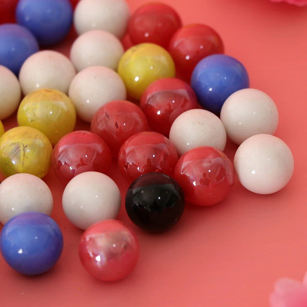 90x 16mm Glass Beads Marbles Ball Run Chinese Checkers Toys Fish Tank Decor