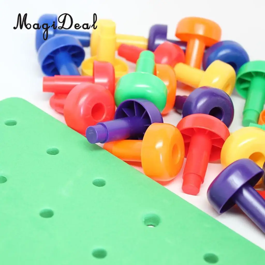 MagiDeal Plastic Sorting Pegboard Travel Toys Kids Child Play 30Pegs Color Recognition Game Learning for Baby Toddler Funny Gift