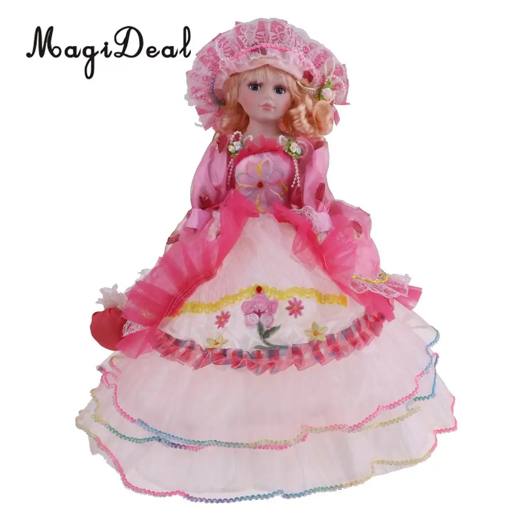 Pretty Lady Victorian Porcelain Doll Splicing Doll Wearing Evening Dress 18 Inch