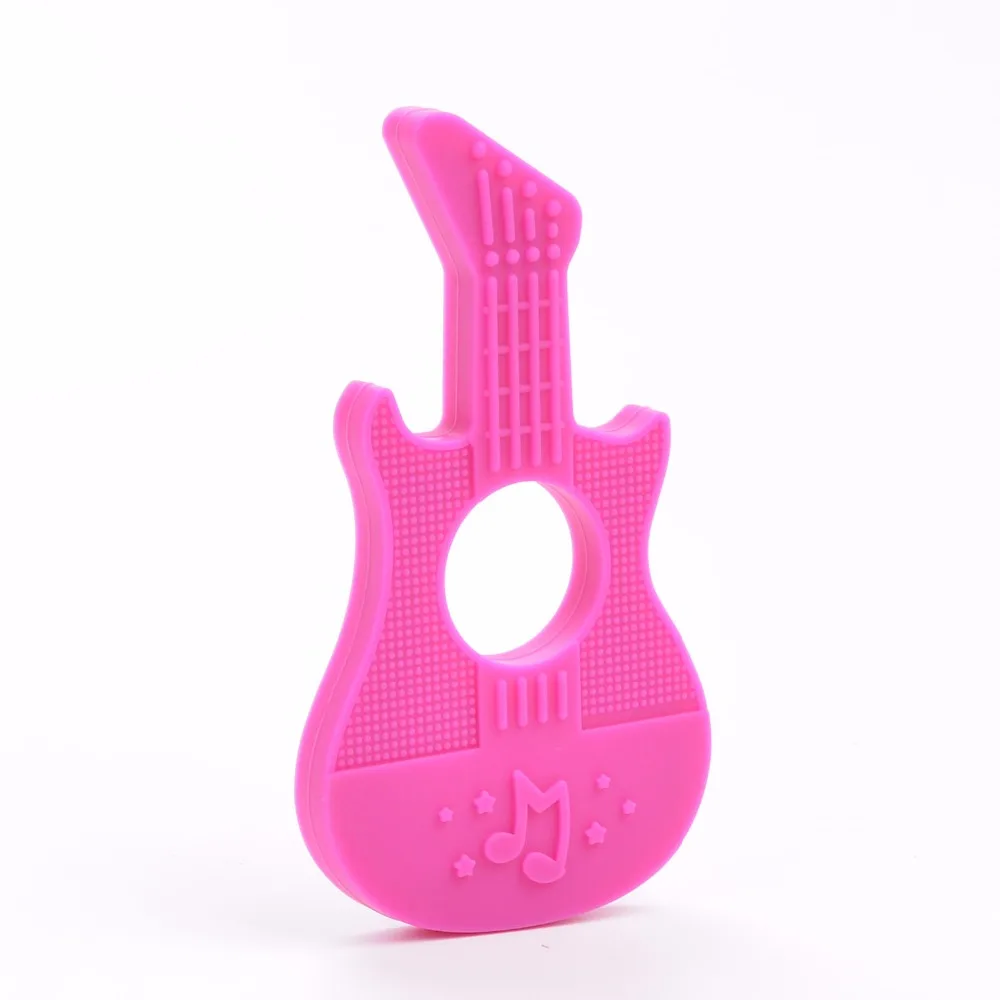 LOFCA collar de silicona masticable, cuentas mordedores de guitarra, joyería de disfraz de bebé de grado alimenticio, cadena de Clip para chupete - imagen 3