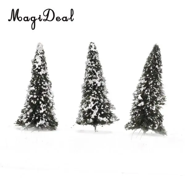 MagiDeal 10Pcs 1/150 White Dark Green Scenery Landscape Model Cedar Trees for Train Track Building Model Layout Prop 8cm