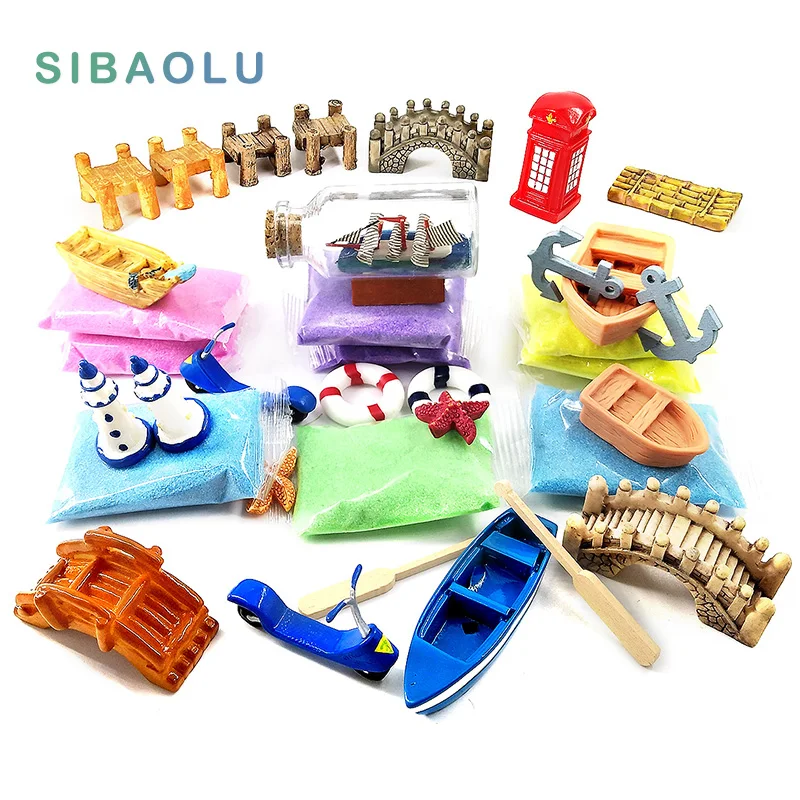 Barco en miniatura bridgeTower, estatuilla de estrella de mar, acuario, tanque de peces, estatua de animal, decoración del hogar, accesorios de decoración de jardín modernos