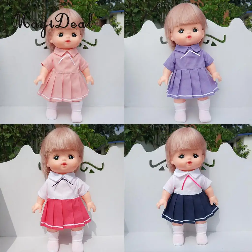 School Style Pleated Dress Socks Suit for Mellchan 9-11inch Reborn Girl Baby Dolls Clothes Accessories