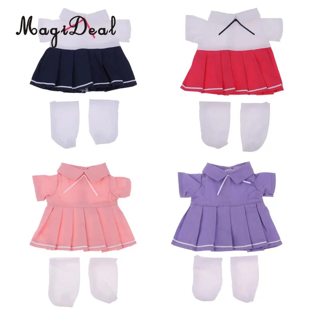 School Style Pleated Dress Socks Suit for Mellchan 9-11inch Reborn Girl Baby Dolls Clothes Accessories