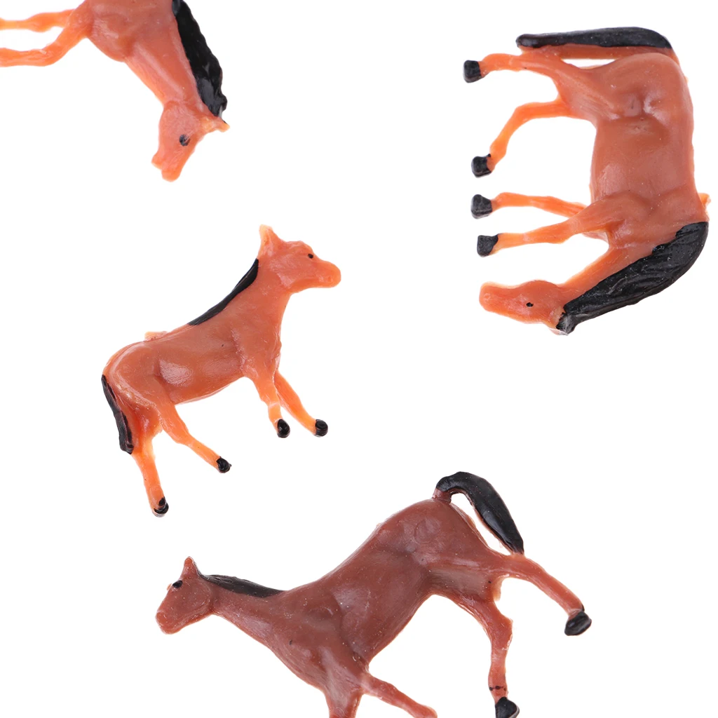 10 Pieces 1/87 hot sales hand Painted Farm Animals Model Horse Train Layout Farm for Miniature Model toy kids
