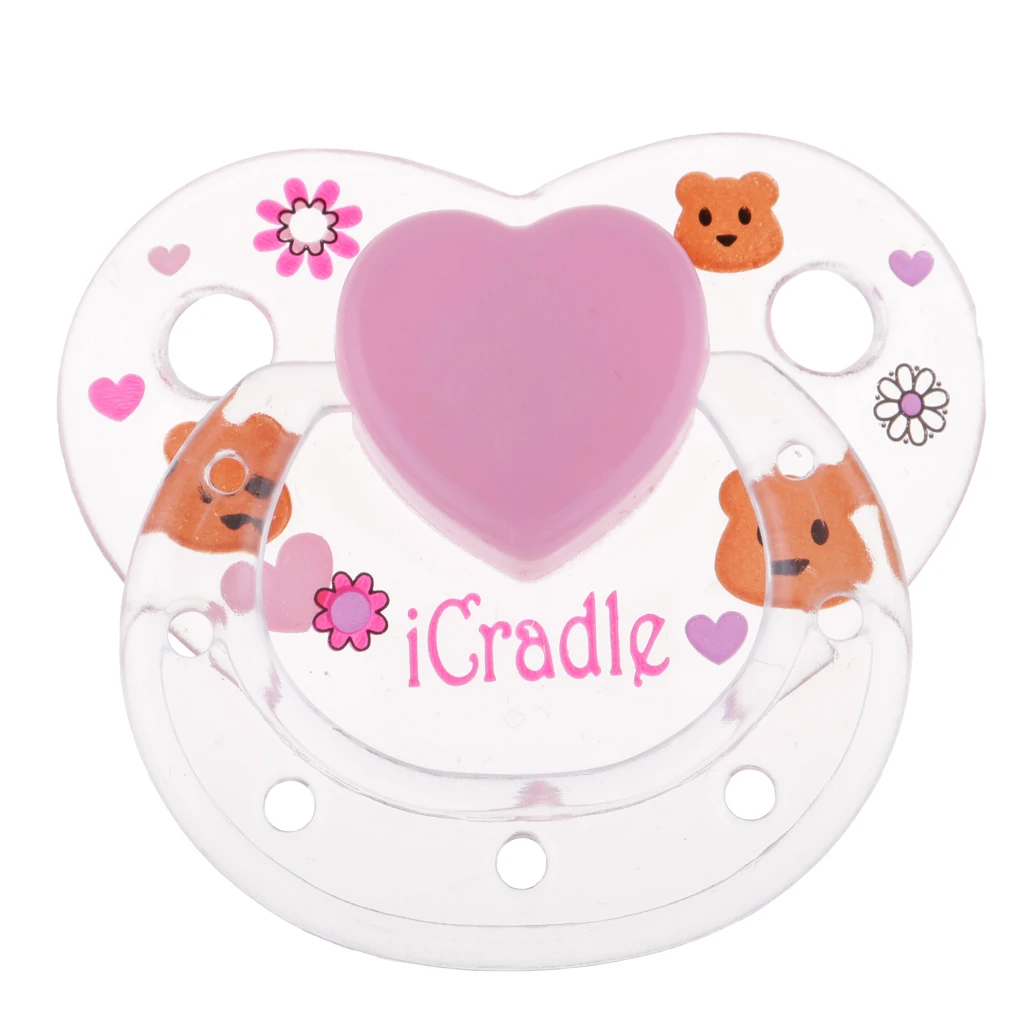 Cute Dummy Cartoon Magnetic Pacifier for Reborn Baby Supplies Pink & Clear