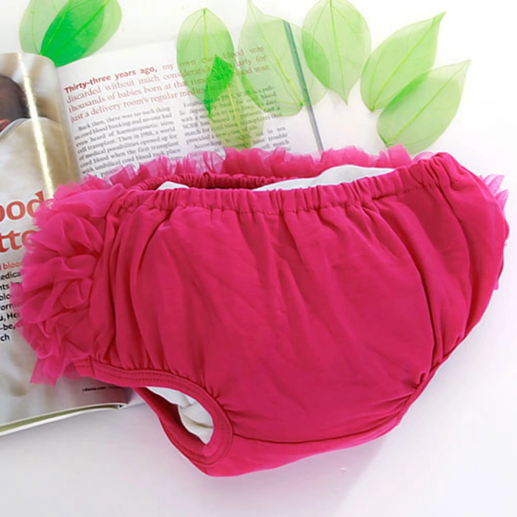 Newborn Baby Girl 3-24M Cotton Lace Ruffle Nappy Diaper Cover Bloomers Panties - Black/ White/ Rose red Optional