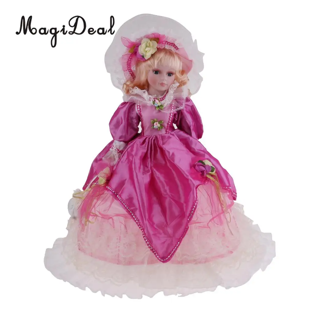 Pretty Lady Victorian Porcelain Doll Splicing Doll Wearing Evening Dress 18 Inch