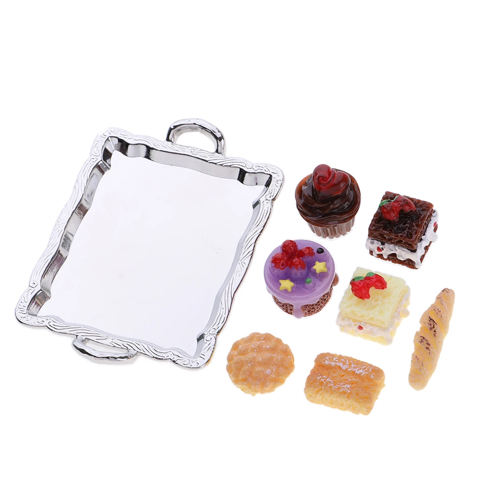 1:12 Dollhouse Miniature Food Cake Plate Breads Set for Kitchen Table Decoration Accessory perfect for pretend play toys