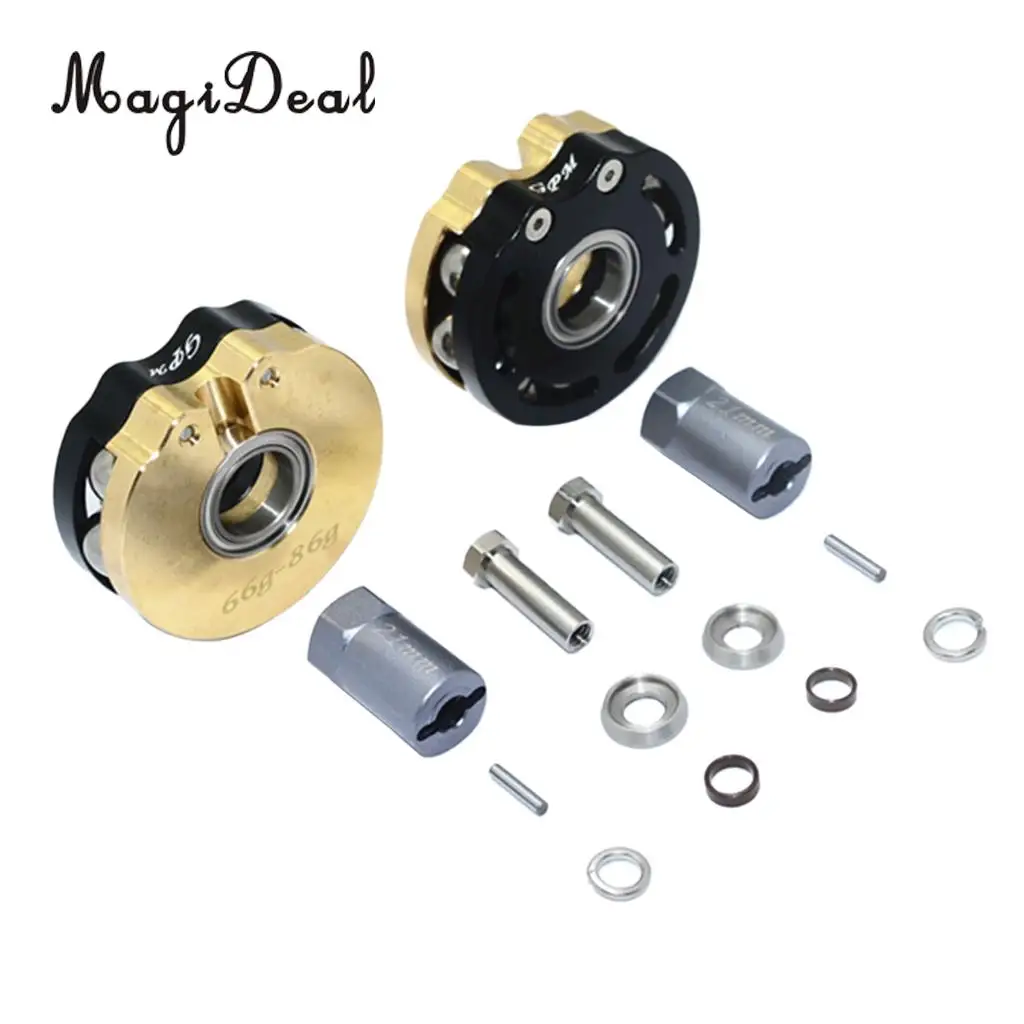 AXIAL SCX10 I SCX10 II Gmade SAWBACK 4LS KOMODO BRASS PENDULUM WHEEL KNUCKLE AXLE WEIGHT + 21MM HEX ADAPTER Black