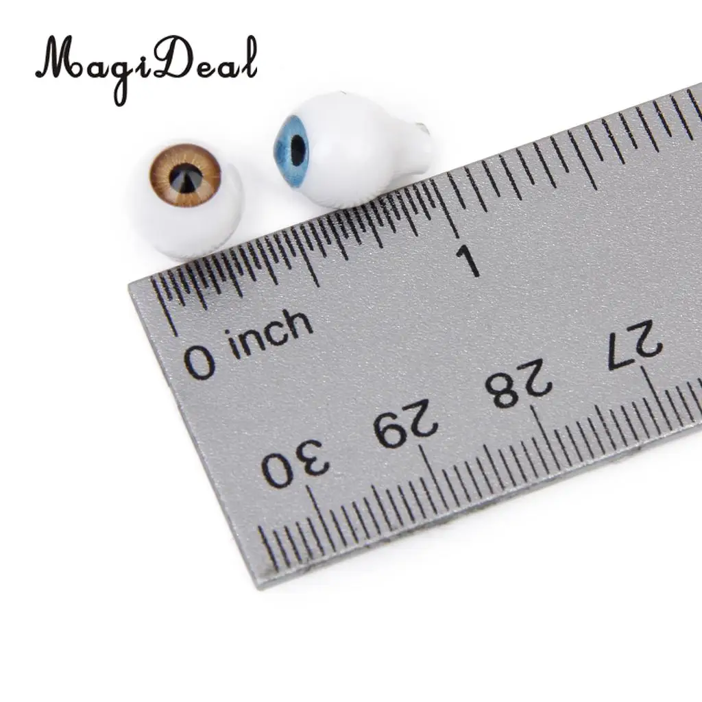 MagiDeal Simulation 4 Pairs Round Acrylic Doll Eyes DIY Eyeballs for Porcelain Dolls Animals Halloween Props Kids Toy 10x7mm