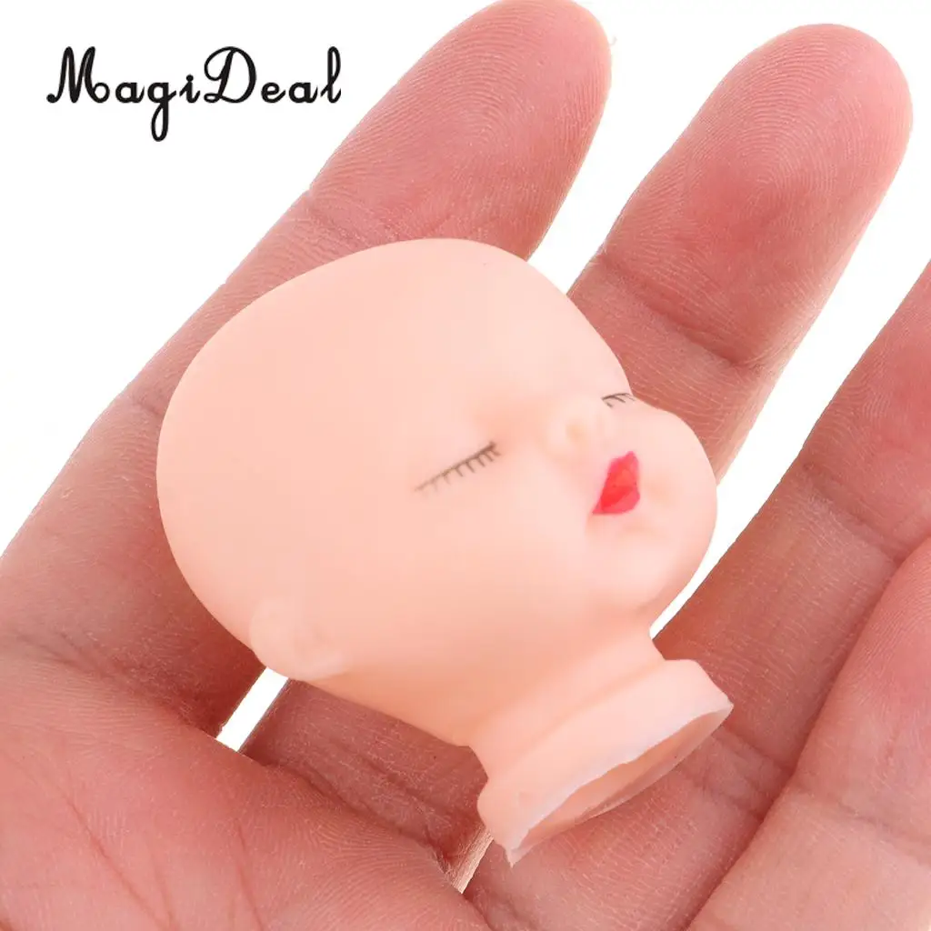 10 Pieces Red Lips Sleeping Baby Doll Heads Sculpt For Mini Keychain Baby Toy DIY Custom Body Parts