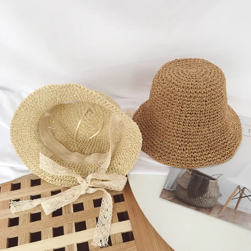 Sombrero de paja para bebé, sombreros para niñas y niños, sombreros de verano para viajes en la playa con encaje ajustable, cuerda a prueba de viento, accesorios de moda de 2 a 6 años - imagen 3