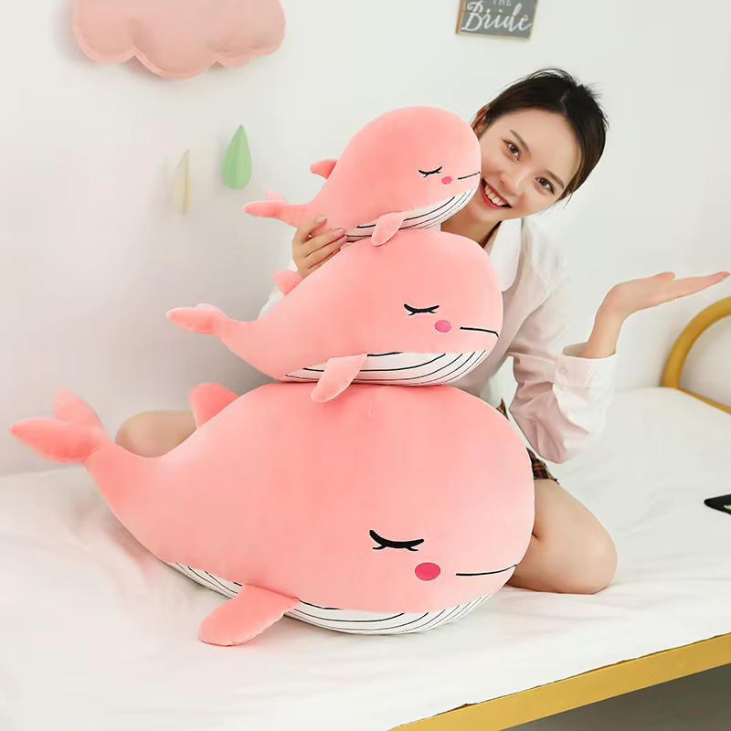 Peluche de ballena suave azul y rosa para bebé - imagen 2