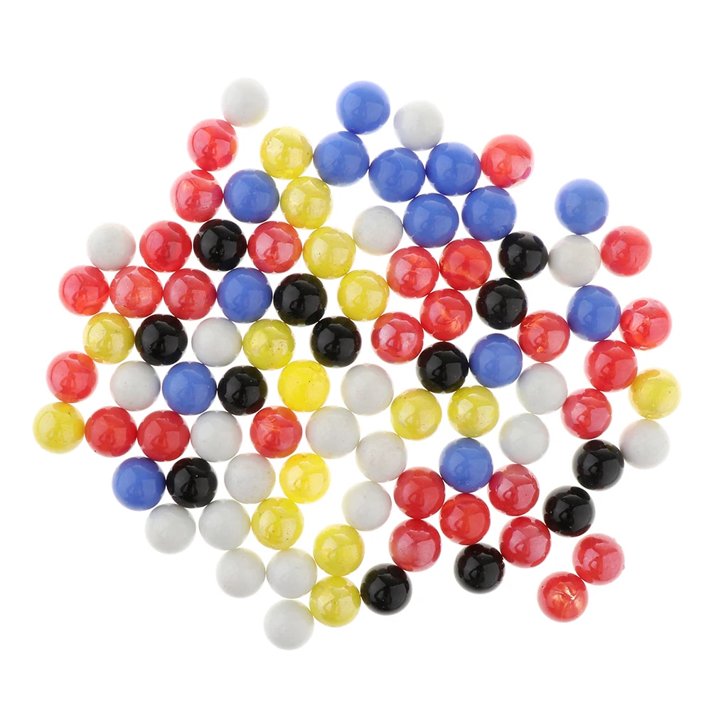 90x 16mm Glass Beads Marbles Ball Run Chinese Checkers Toys Fish Tank Decor