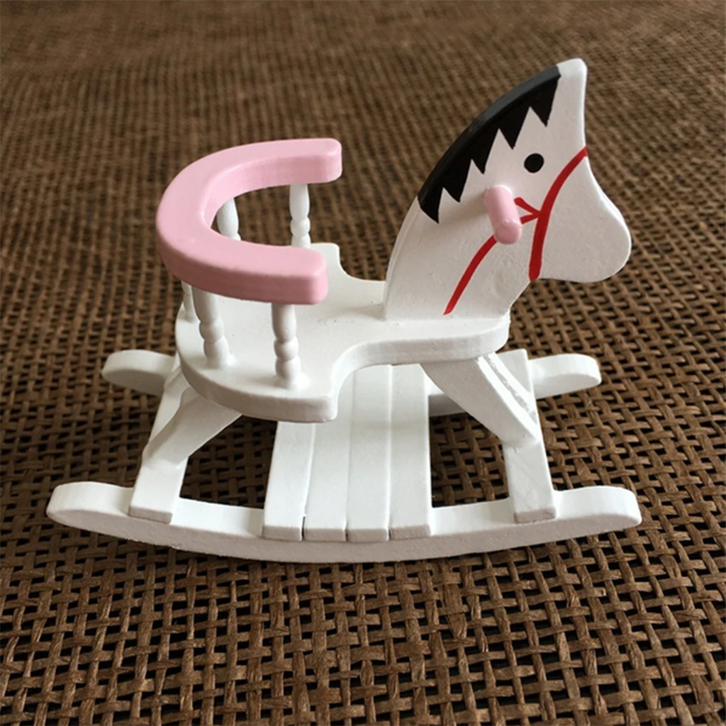 1/12 Dollhouse Miniature Wooden Rocking Horse Baby Room Cockhorse Model