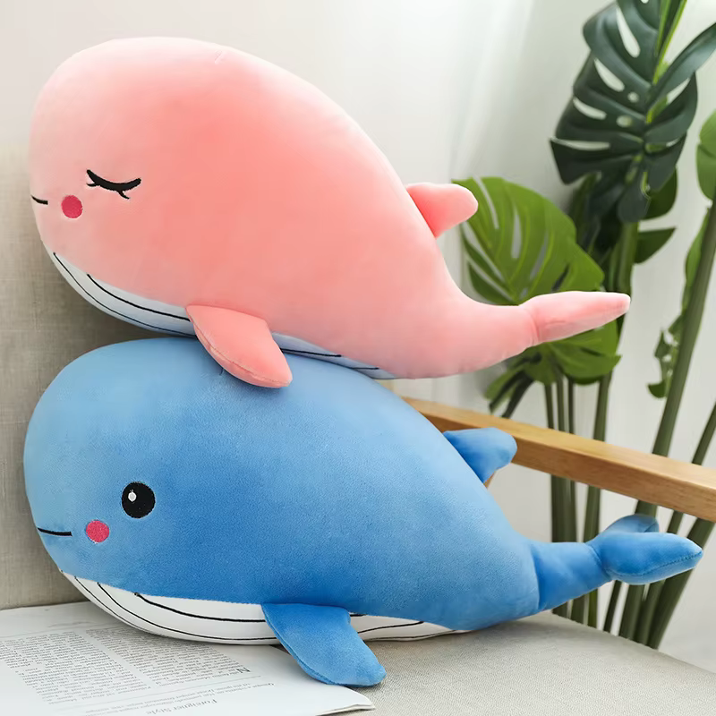 Peluche de ballena suave azul y rosa para bebé - imagen 3