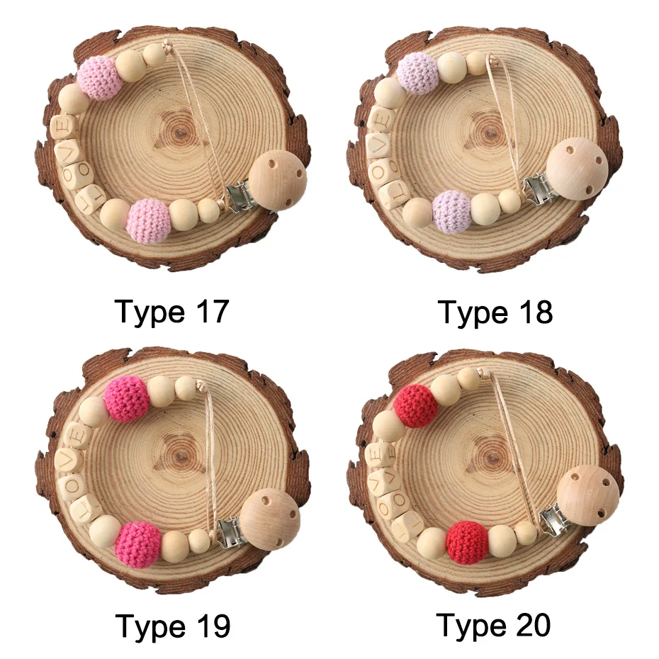 Cadena para chupete de madera de haya personalizada para bebé - imagen 3