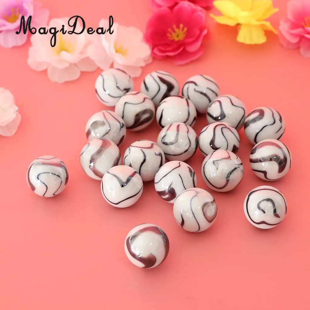 20pcs 25mm Tiger Stripes Glass Marbles, Kids Marble Run Game, Marble Solitaire Toy Accs Vase Filler & Fish Tank Home Decor