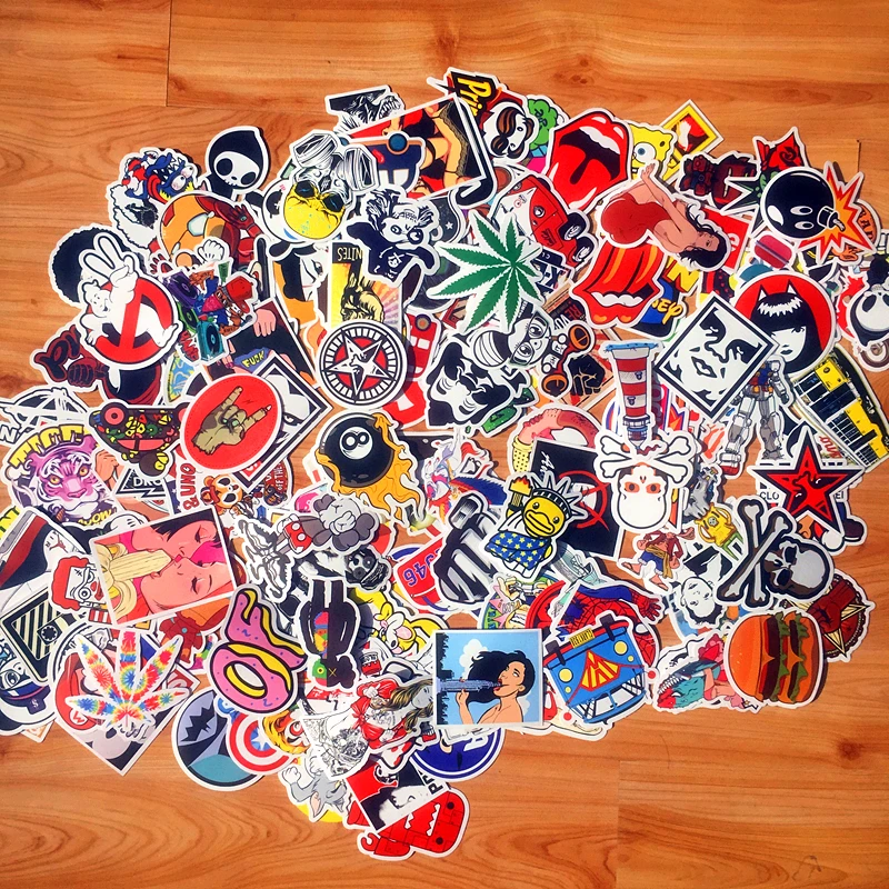 50 Uds. Pegatinas de logotipo de marca de moda impermeables de Pvc motocicleta monopatín equipaje guitarra calcomanía divertida DIY juguete clásico pegatina regalo - imagen 3