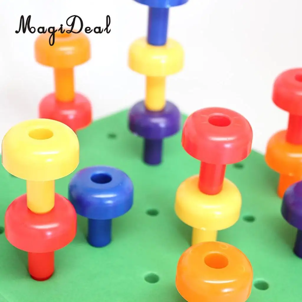 MagiDeal Plastic Sorting Pegboard Travel Toys Kids Child Play 30Pegs Color Recognition Game Learning for Baby Toddler Funny Gift