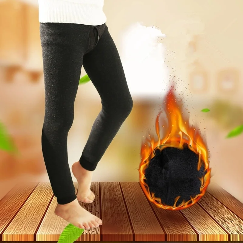 Leggings térmicos largos para niños, ropa interior de terciopelo grueso, pantalones cálidos, antifrío, 2 colores, Otoño e Invierno - imagen 2