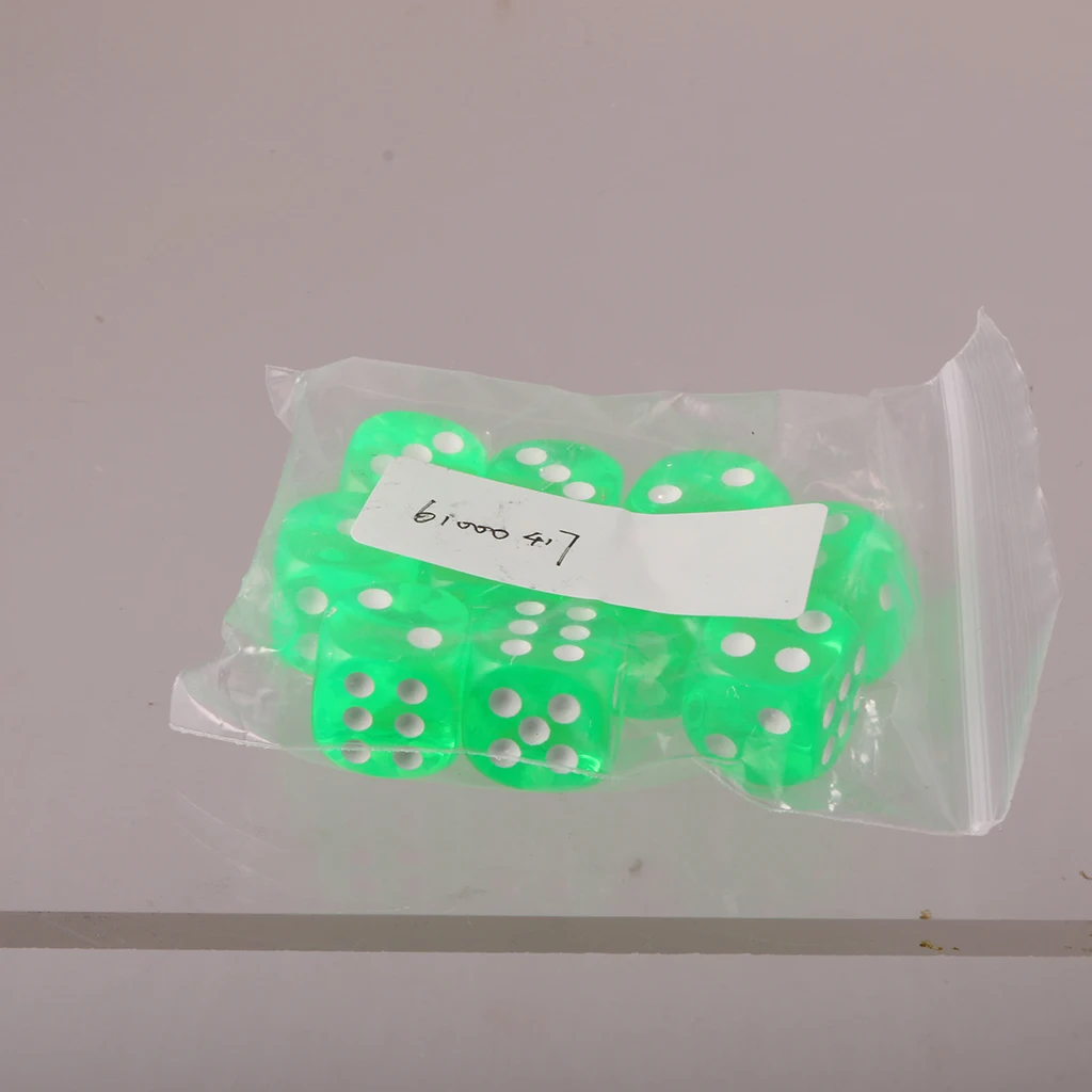 Pack of 10 D6 Dice Sets Acrylic Six-side for D&D TRPG Party Board Game Kids Toys