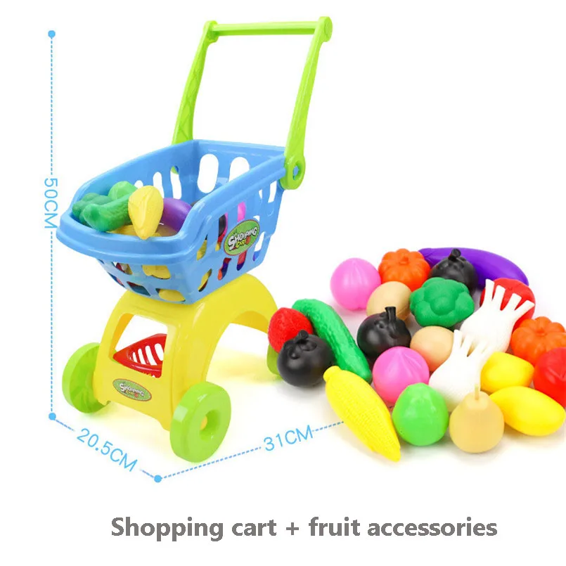Blue cart with food