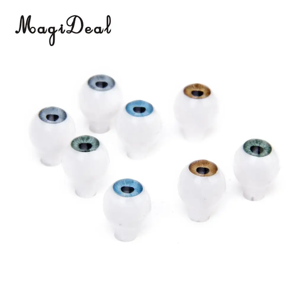 MagiDeal Simulation 4 Pairs Round Acrylic Doll Eyes DIY Eyeballs for Porcelain Dolls Animals Halloween Props Kids Toy 10x7mm