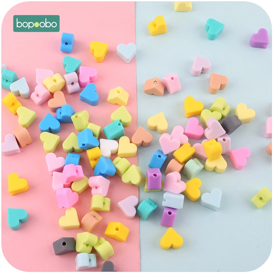 Bopoobo Mordedor de silicona corazón grado alimenticio – Cuentas bebé - imagen 3