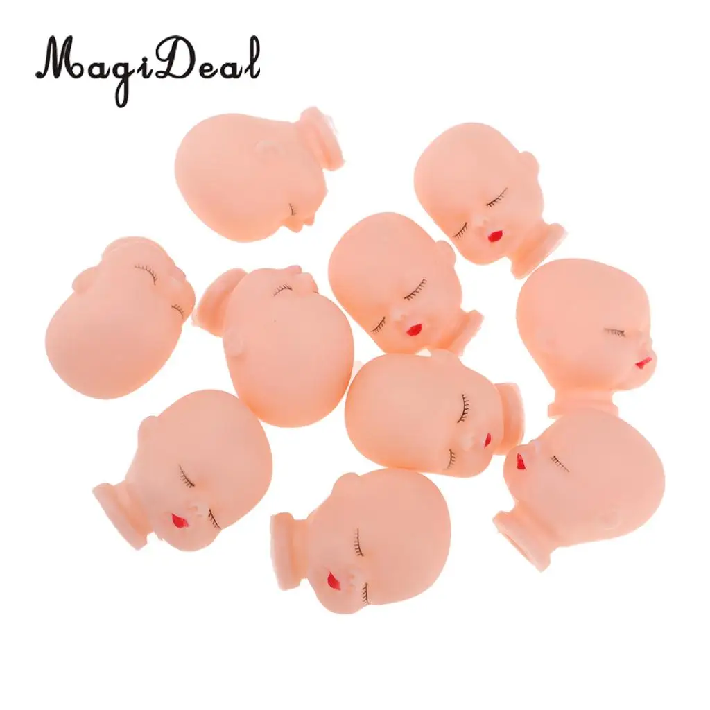 10 Pieces Red Lips Sleeping Baby Doll Heads Sculpt For Mini Keychain Baby Toy DIY Custom Body Parts
