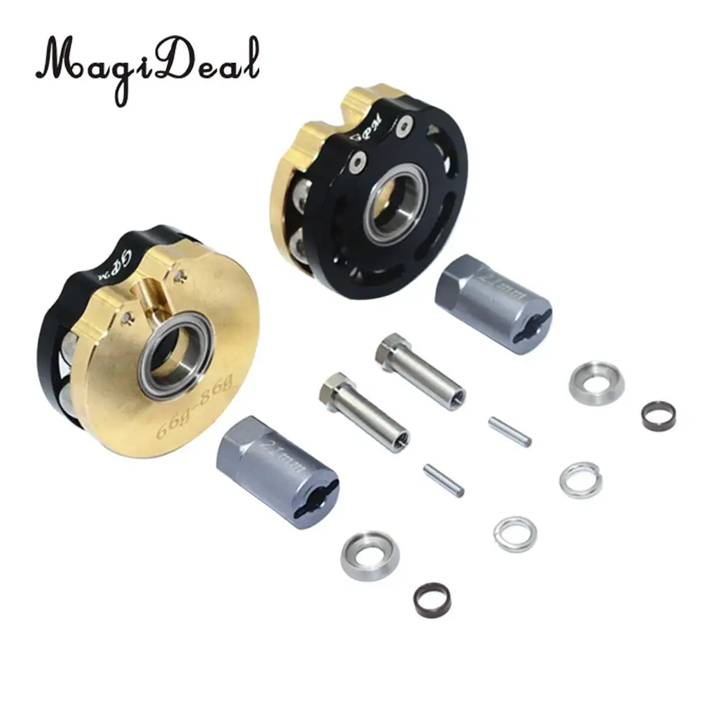 AXIAL SCX10 I SCX10 II Gmade SAWBACK 4LS KOMODO BRASS PENDULUM WHEEL KNUCKLE AXLE WEIGHT + 21MM HEX ADAPTER Black