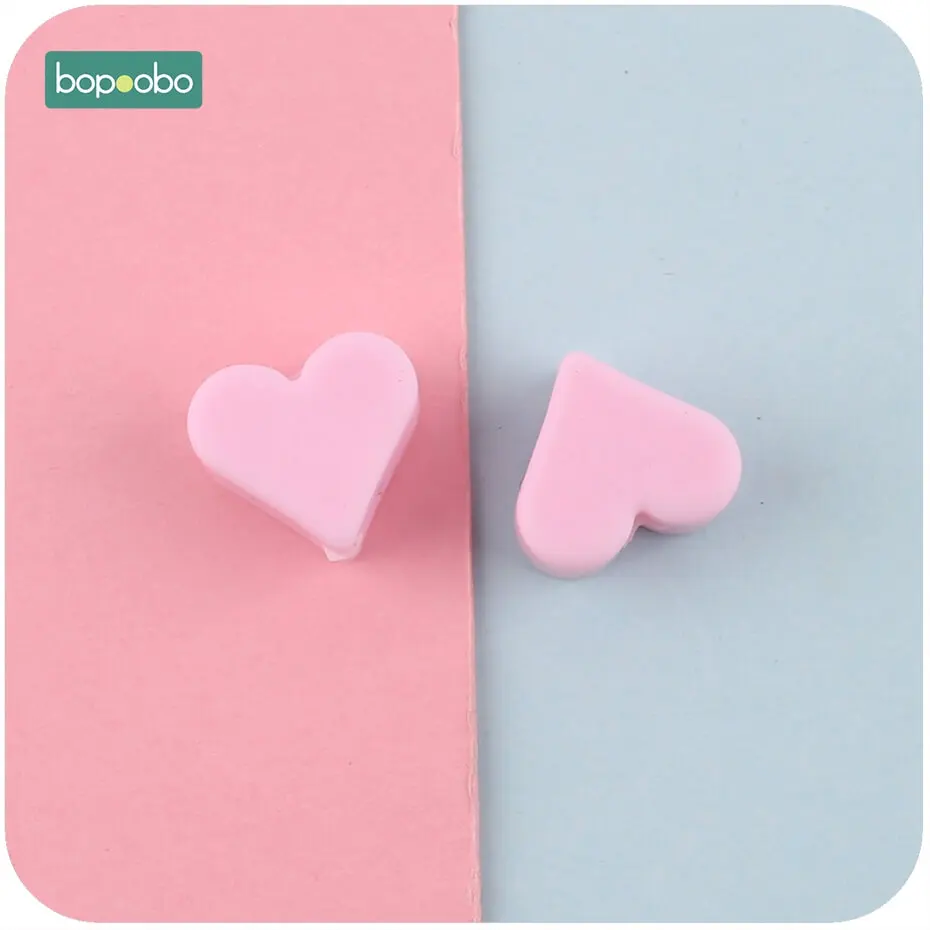 Bopoobo Mordedor de silicona corazón grado alimenticio – Cuentas bebé - imagen 2