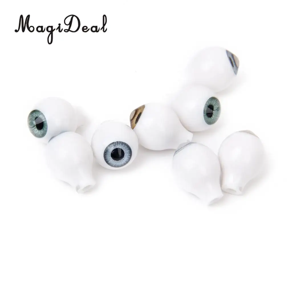 MagiDeal Simulation 4 Pairs Round Acrylic Doll Eyes DIY Eyeballs for Porcelain Dolls Animals Halloween Props Kids Toy 10x7mm