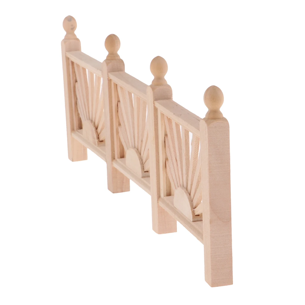 1/12 Dollhouse Scale Miniature Wood Rail Fence Miniature Unpainted Wooden Rail Barrier Garden Decor  for Dollhouse Garden Decor