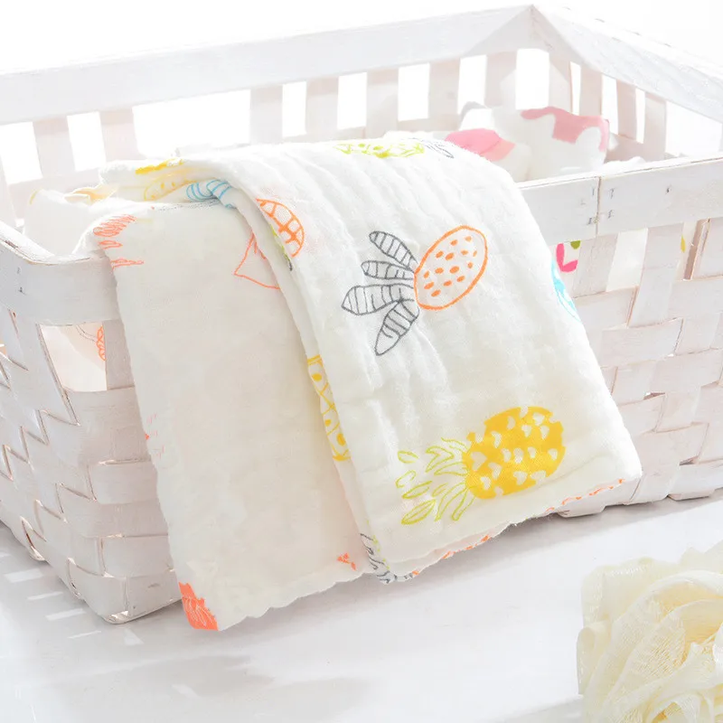 10 Uds. 6 capas de alta densidad 100% algodón Clase A paño de gasa de muselina pañuelo para bebé toalla facial toalla de Saliva para bebé 25x50cm - imagen 4