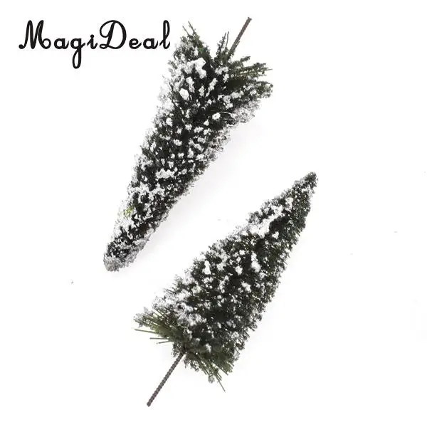MagiDeal 10Pcs 1/150 White Dark Green Scenery Landscape Model Cedar Trees for Train Track Building Model Layout Prop 8cm