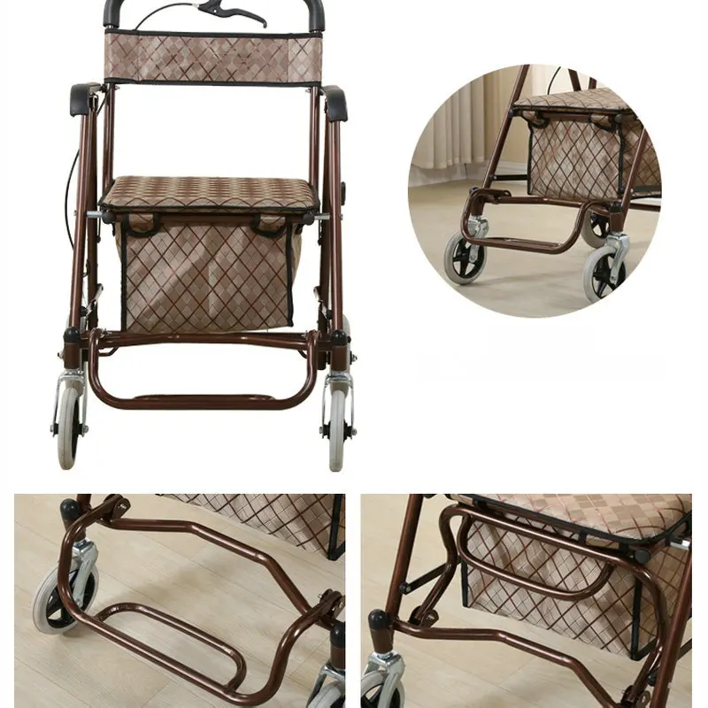 Andador carro de compras con frenos – Plegable cuatro ruedas - imagen 4