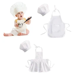 Delantal y sombrero de cocinero para bebé, bonito disfraz de cocinero blanco para fotografía, accesorio para recién nacido, sombrero, delantal, ropa para sesión de fotos, 2 uds.